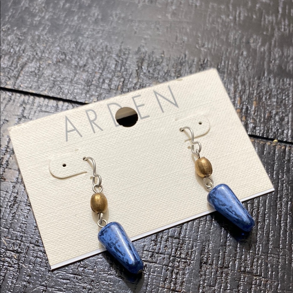 NWT Arden  Blue and Gold Pierced Earrings!